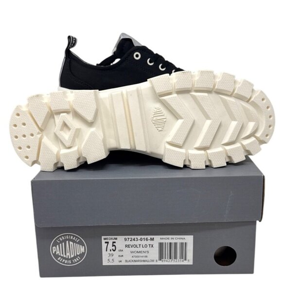 Palladium Revolt Lo Tx Women's Black/White/Marshmallow Chunky Sneakers Size 7.5 - Picture 6 of 6
